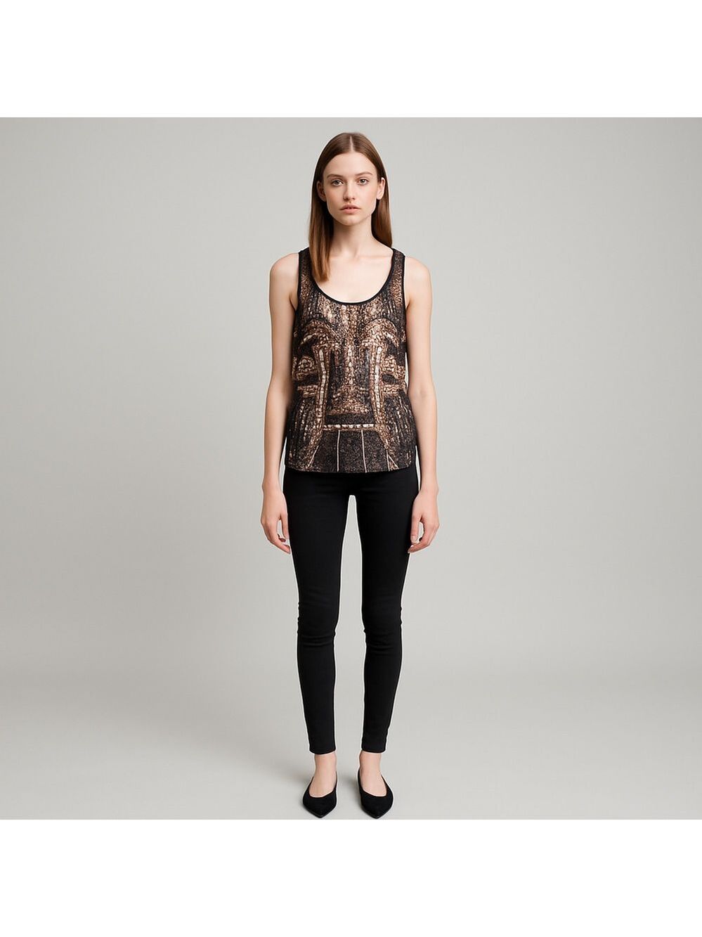 Express Sequin Tribal Sleeveless Top Small